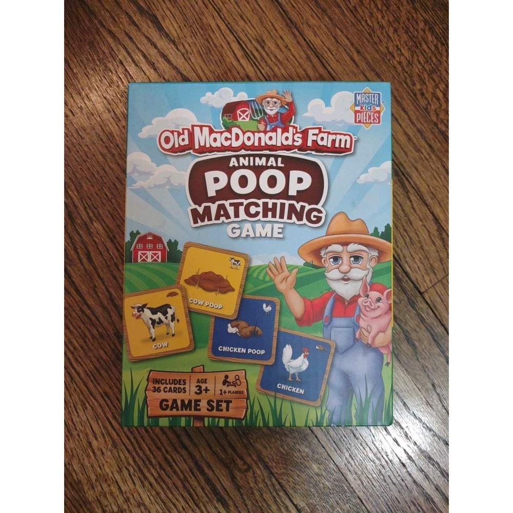 MasterPieces Old MacDonald's Farm Animal Poop Matching Game 36 Cards Ages 3+
